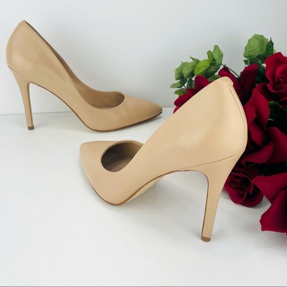 Charles By Charles David Stiletto Pump Sz 8.5 Tan Leather Pointed Toe High Heels - Picture 1 of 16
